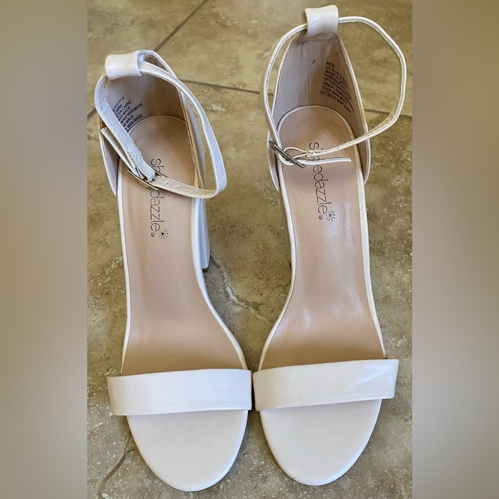 Womens Nude Color Sexy High Heel Strap Ankle Shoe Size 7 NEW